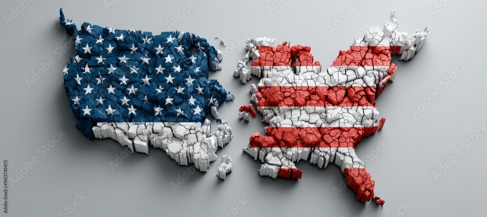 America map and flag split. 4th of July or independence day background. Generative AI technology.