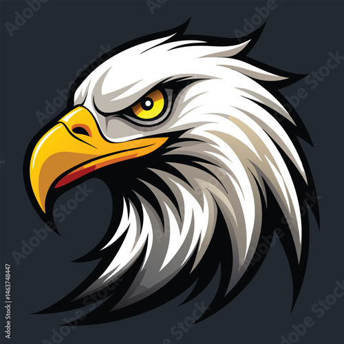 Fierce Bald Eagle Head Mascot Vector Logo Illustration