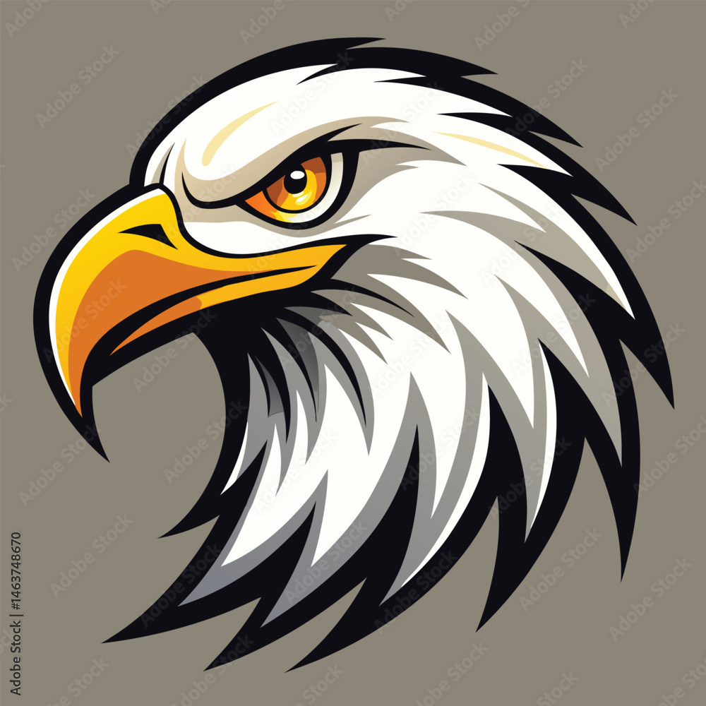 Fototapeta premium Fierce Bald Eagle Head Mascot Vector Logo Illustration