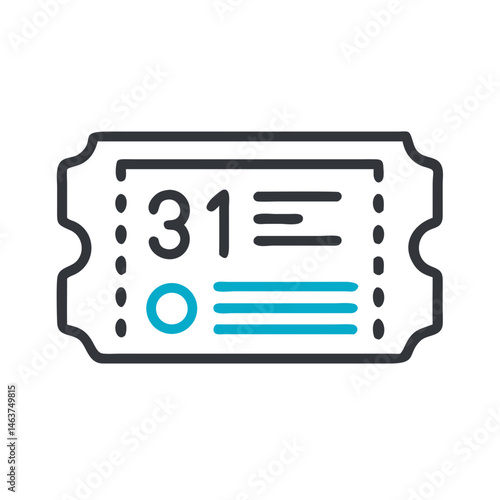 Numbered Ticket Icon Representing Print Registration and Sequential Tracking