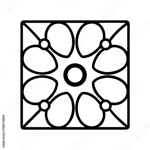 Ornamental Petal Tile Icon with Rounded Corners Representing Decorative Floral Pattern
