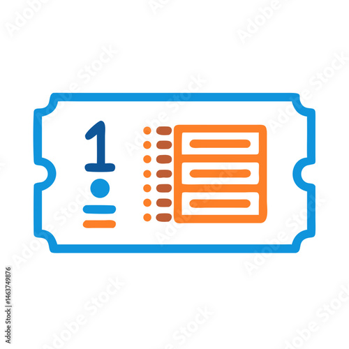 Numbered Ticket Icon Representing Print Registration and Sequential Tracking