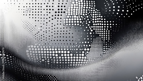 Obraz na płótnie Abstract Background Featuring Halftone Dots. Monochrome Pattern with Dots and Circles. Vector Modern Pop Art Design for Posters, Websites, Business Cards, Cover Postcards, Interior Design, Labels, w salonie