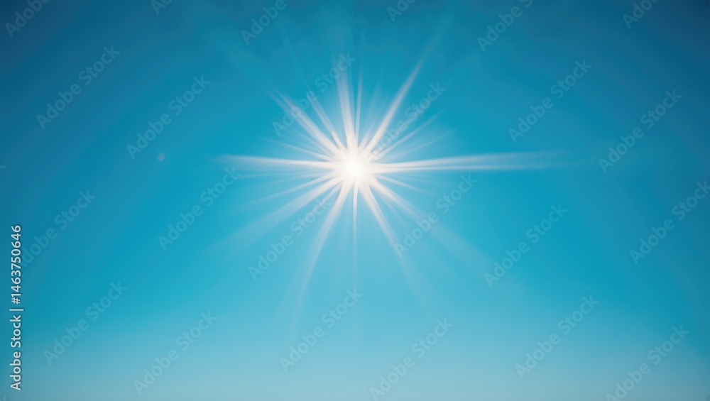 Sunny day with bright sunlight and clear blue sky