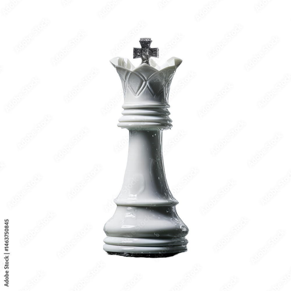 Elegant White Chess King Piece on a Transparent Background, Symbolizing Strategy and Mastery in the Game of Chess Elegant White Chess King Piece on a Transparent Background, Symbolizing Strategy and Mastery in the Game of Chess