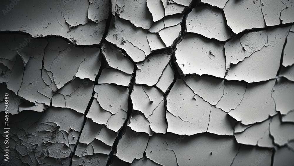 Rugged wall surface with peeling paint and cracks