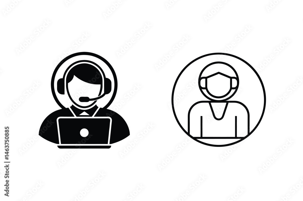 Vector illustration of customer service representative and person wearing a mask for safety Vector illustration of customer service representative and person wearing a mask for safety