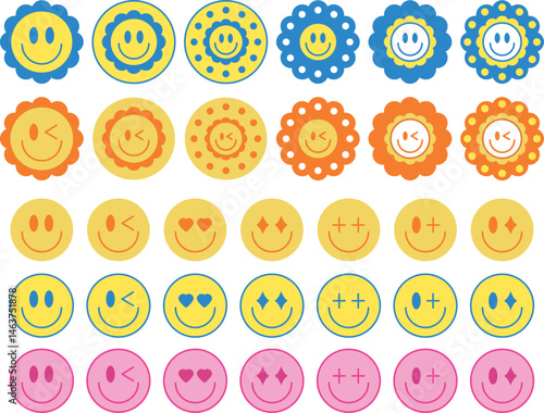 set of colorful floral elements for design , smile