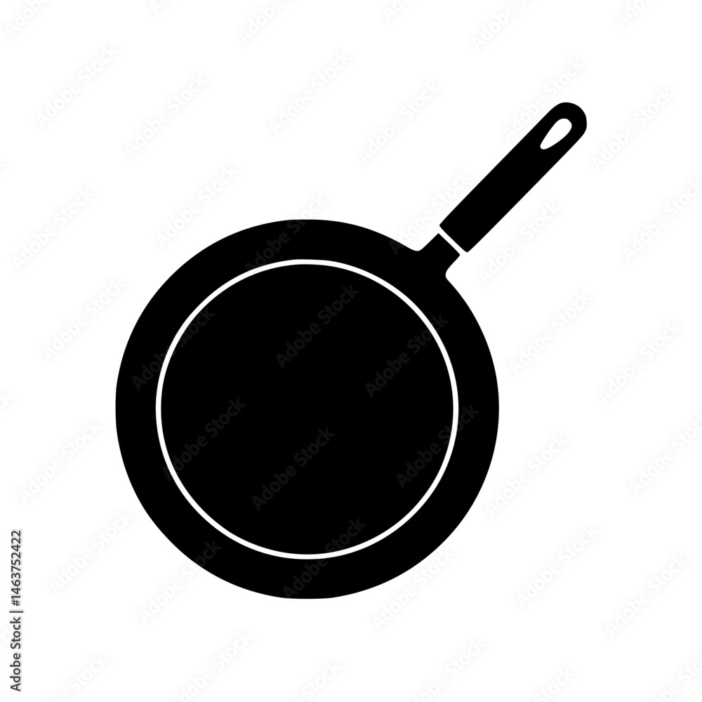Black silhouette of a frying pan with a handle Black silhouette of a frying pan with a handle