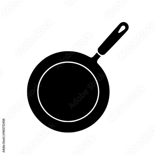 Black silhouette of a frying pan with a handle