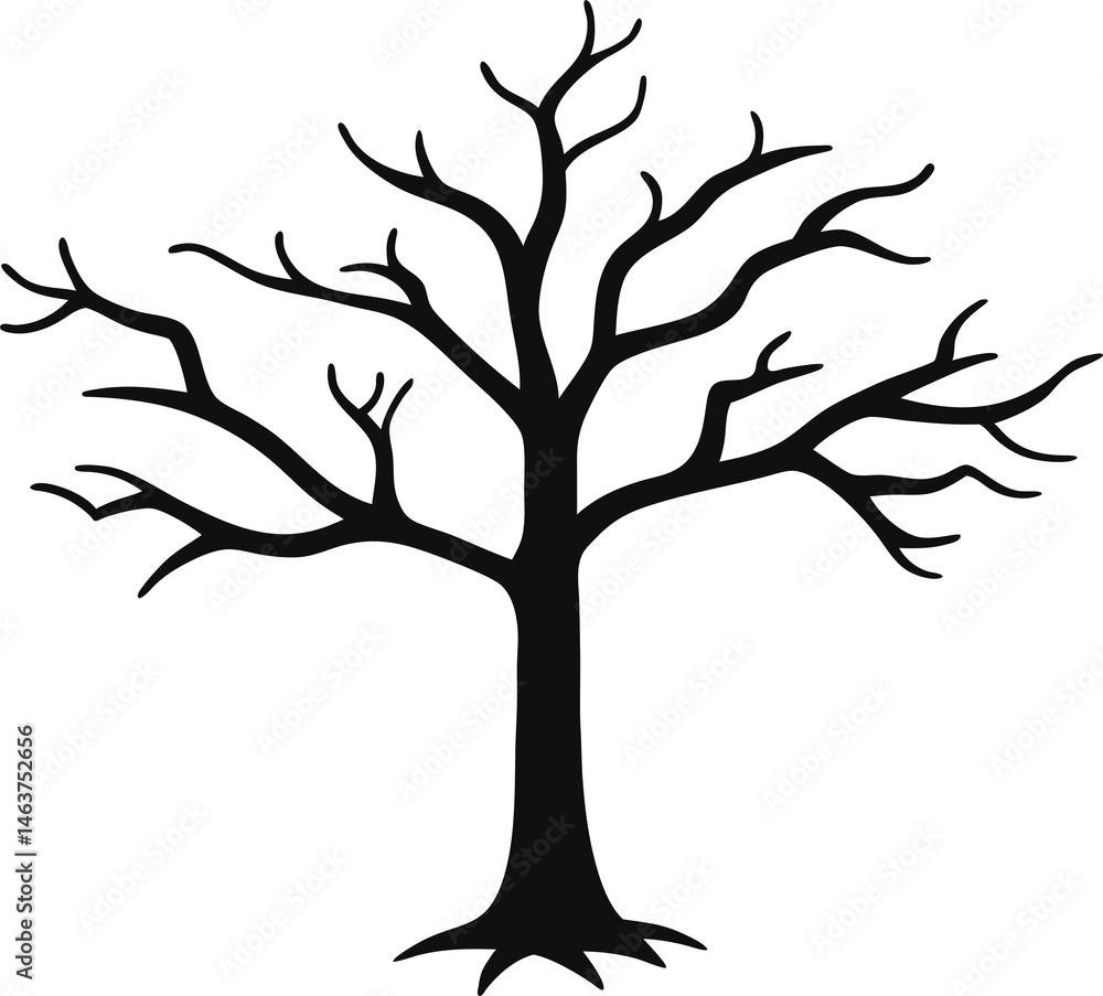 Leafless Bare Tree Silhouette with Twisted Curved Branches, Black Creepy old dead Naked trees without leaves spooky Forest Silhouette design for Halloween and Winter event Nature theme decoration
Leafless Bare Tree Silhouette with Twisted Curved Branches, Black Creepy old dead Naked trees without leaves spooky Forest Silhouette design for Halloween and Winter event Nature theme decoration