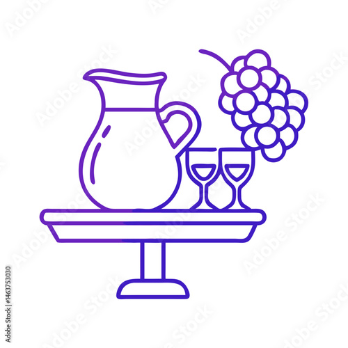 Wine Pitcher with Grapes Icon Representing Table Service and Traditional Wine Serving