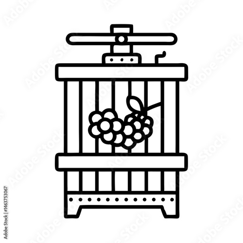 
Wine Press with Grapes Icon Representing Traditional Winemaking and Grape Processing