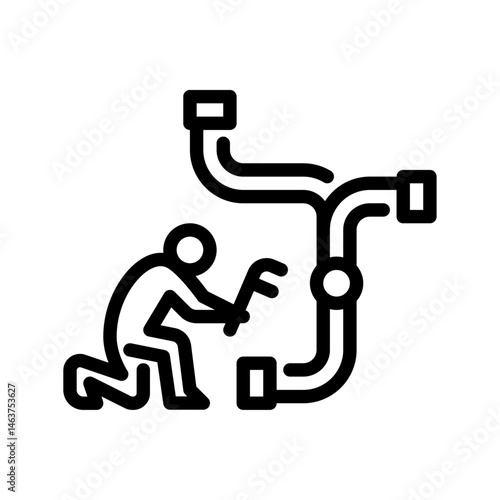 plumber outline icon. figure repair pipe line art illustration.