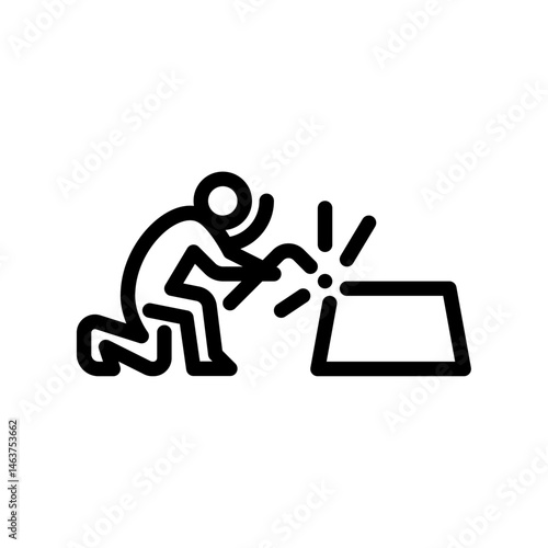 welder outline icon. figure welding line art illustration.