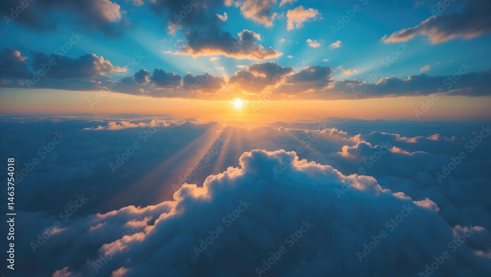 Clouds illuminated by sky blue and orange sunlight Clouds illuminated by sky blue and orange sunlight