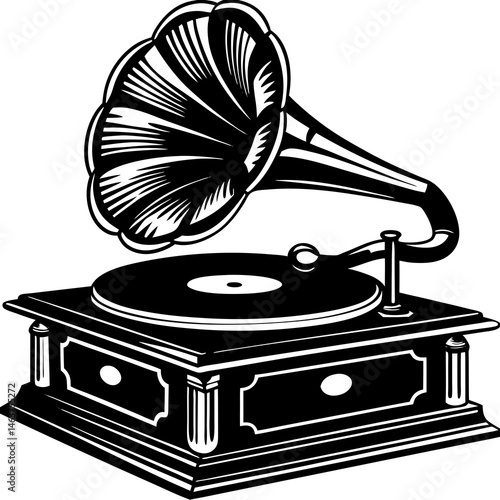 old gramophone isolated on white
