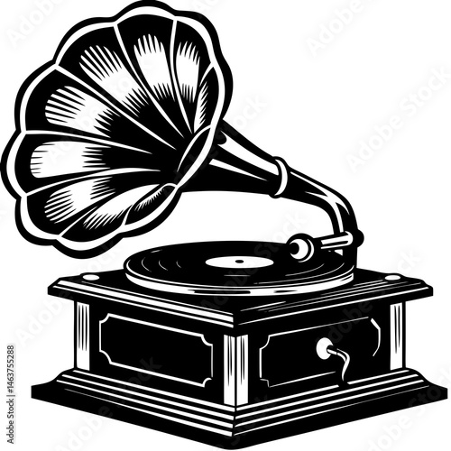 old gramophone isolated on white