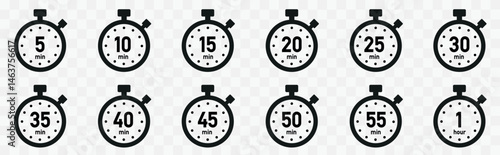 Set of Timer icons. Timer and stopwatch icons. Countdown timer collection. Clock arrow.