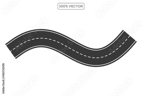 Vector Curved road with white lines vector illustration