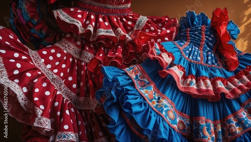 Festive and colorful gypsy dresses designed for fairs and cultural events.