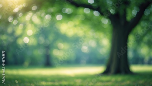 Fototapeta Naklejka Na Ścianę i Meble -  Outdoors with a blurry green background featuring trees, garden, and park elements