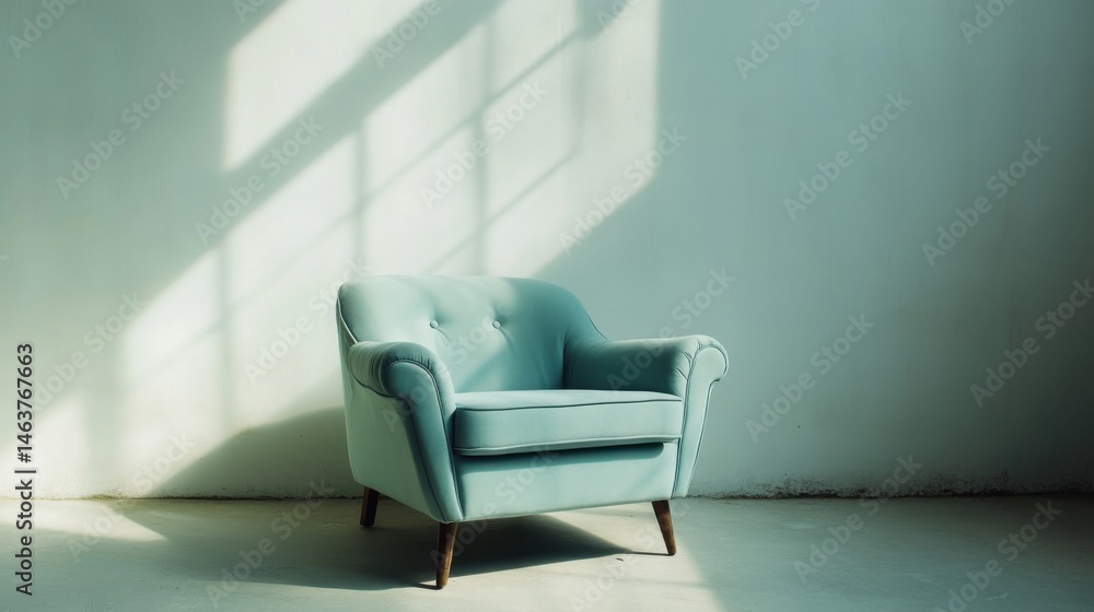 Light blue armchair on a plain white background Light blue armchair on a plain white background