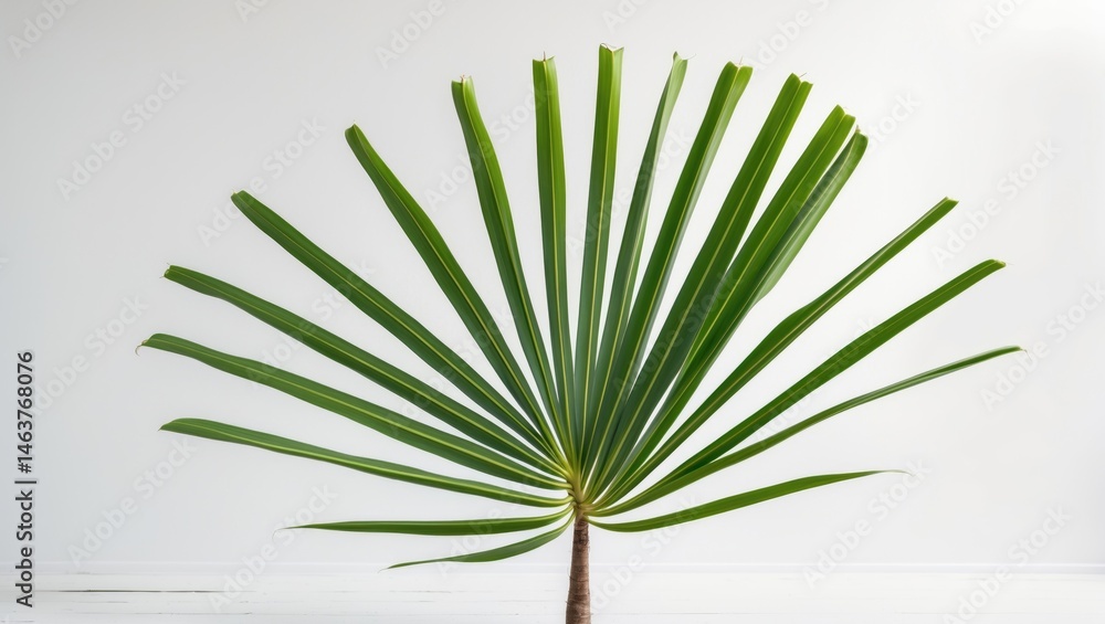 Fototapeta premium White background featuring single coconut and palm leaves with clipping path, ideal for design elements, tropical theme