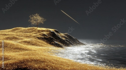 Obraz na płótnie A mysterious star wanderer journeys across a cosmic landscape, surrounded by stars, galaxies, and celestial bodies, exploring the vastness of space with a sense of adventure and wonder. w salonie