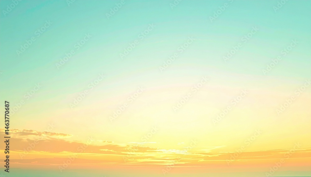 Obraz premium Sunset serenity over ocean horizon coastal landscape digital art tranquil atmosphere wide angle view nature's beauty