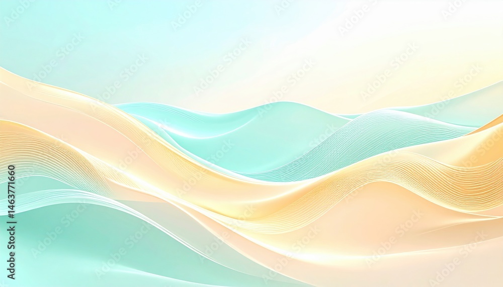 Fototapeta premium Flowing waves abstract art digital creation soft colors serene environment high-resolution view visual harmony