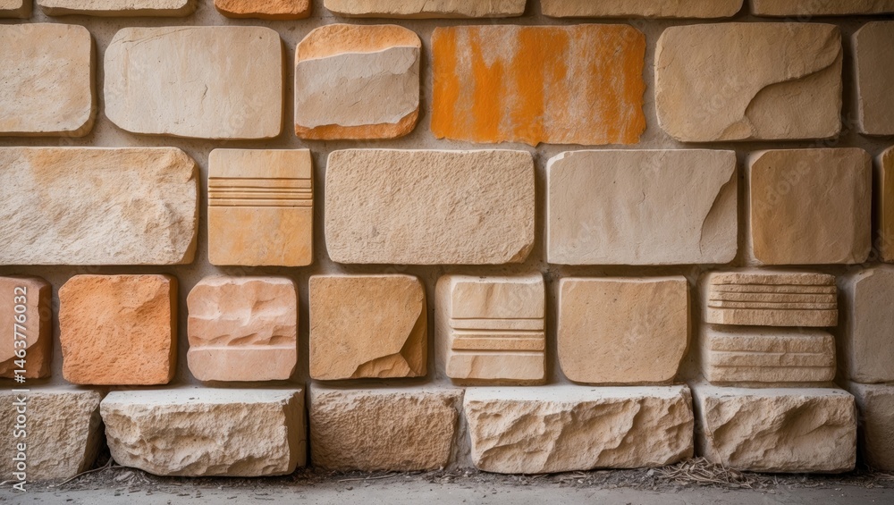 Obraz premium Wall with a patterned background in cement hue