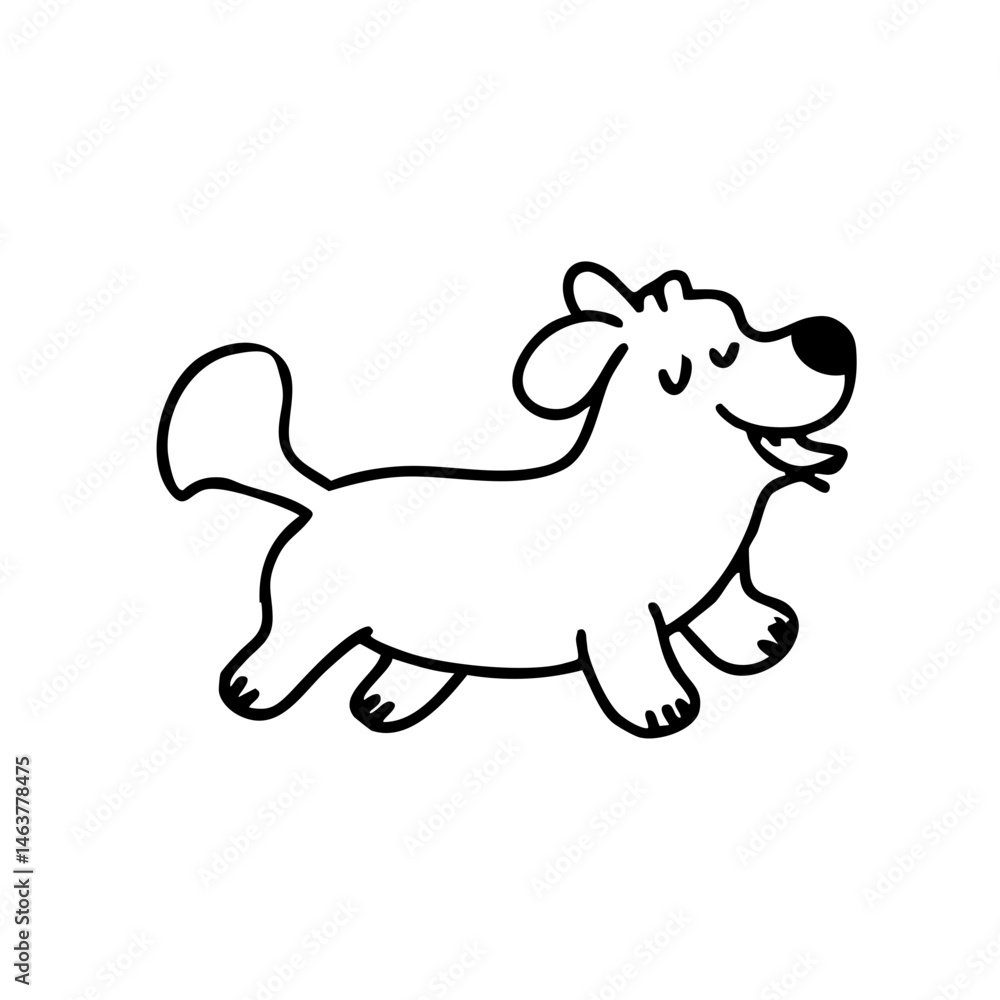 Fototapeta premium Cute Dog Playing Happy Line Drawing Marker
