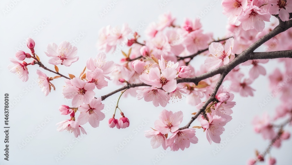 Isolated cherry blossom branches showcasing beautiful pink flowers during spring Isolated cherry blossom branches showcasing beautiful pink flowers during spring