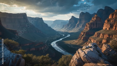 The 26 km Canyon includes the Three Rondavels on the right, three mountains that resemble traditional homesteads.