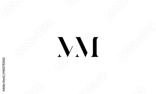 MM initial letter, monogram logo