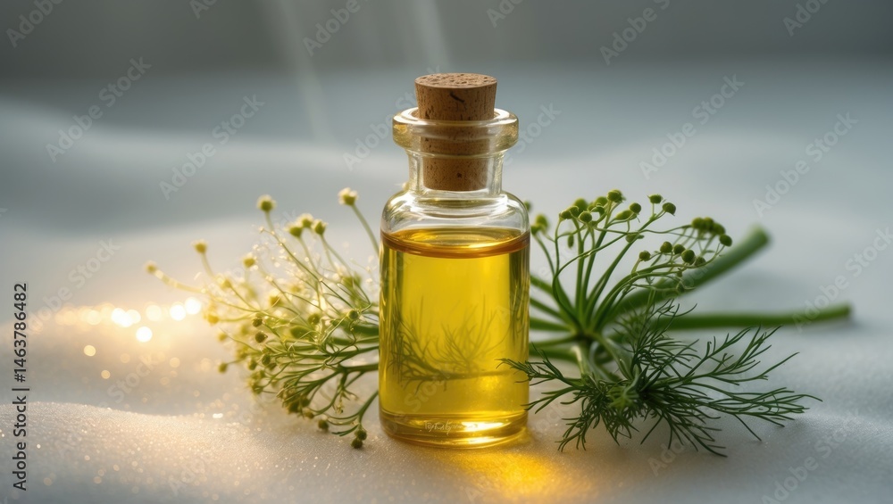 Fresh dill and essential oil container Fresh dill and essential oil container