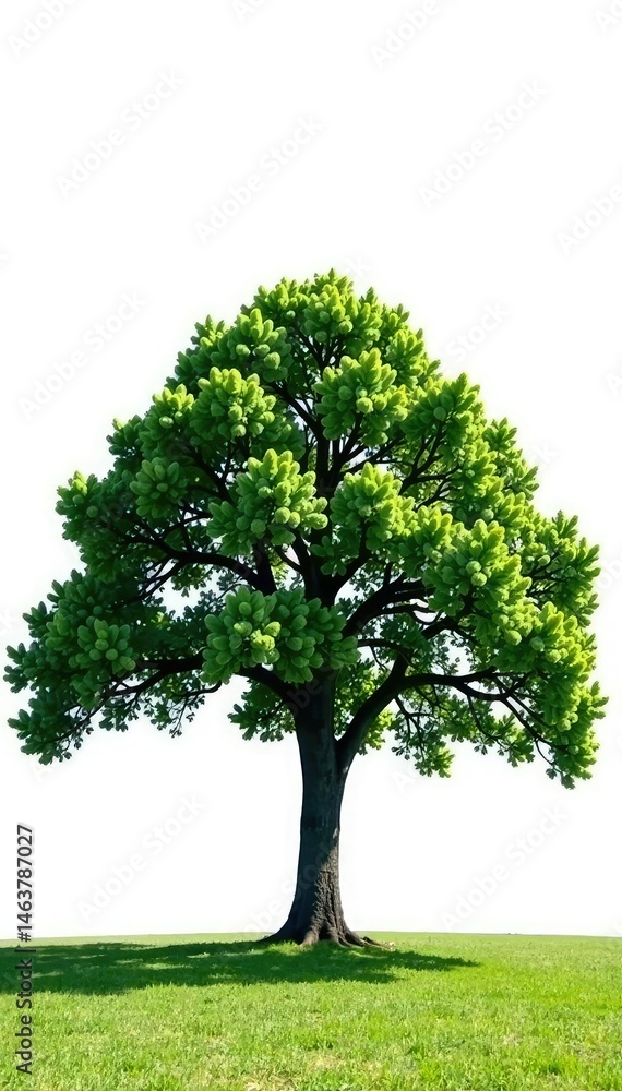 Single majestic oak tree against a crisp white backdrop, single tree, solitude, nature Single majestic oak tree against a crisp white backdrop, single tree, solitude, nature