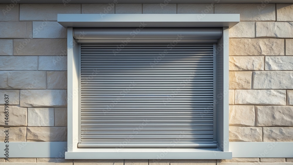 Fototapeta premium Home security system featuring shutters on the first floor for enhanced safety