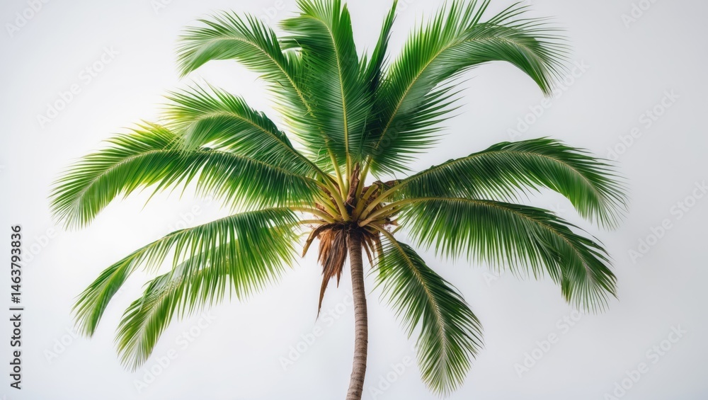 Fototapeta premium Young coconut palm tree seedling isolated on a white background.
