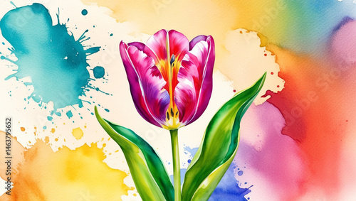 abstract watercolor background with rose flowers