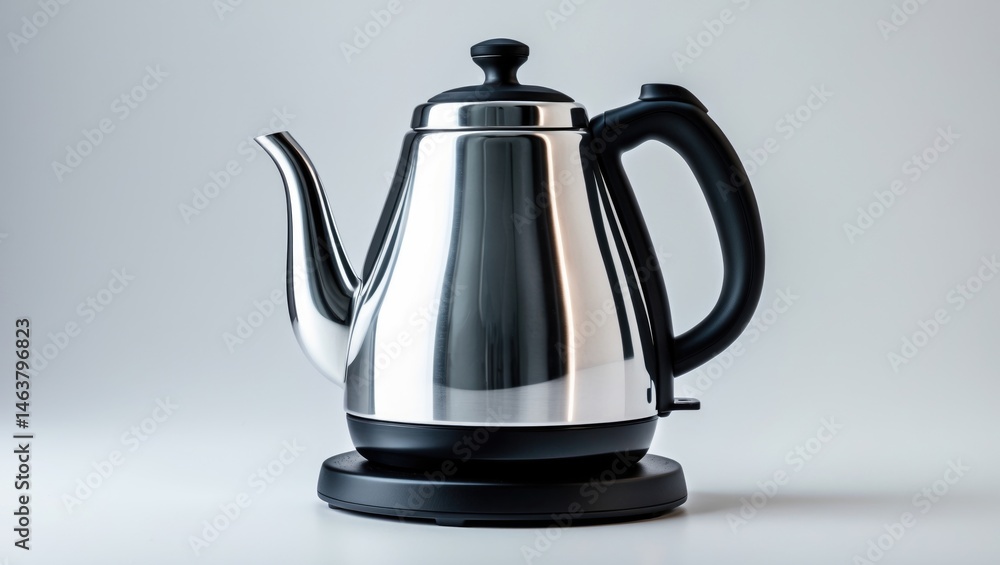 Fototapeta premium Single stylish electric kettle for tea and water heating on white backdrop