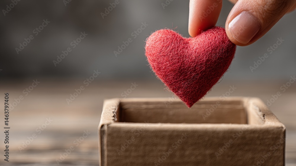 Place the heart-shaped symbol into the donation box with one hand. Every small donation can bring about significant change, supporting social causes and spreading love.