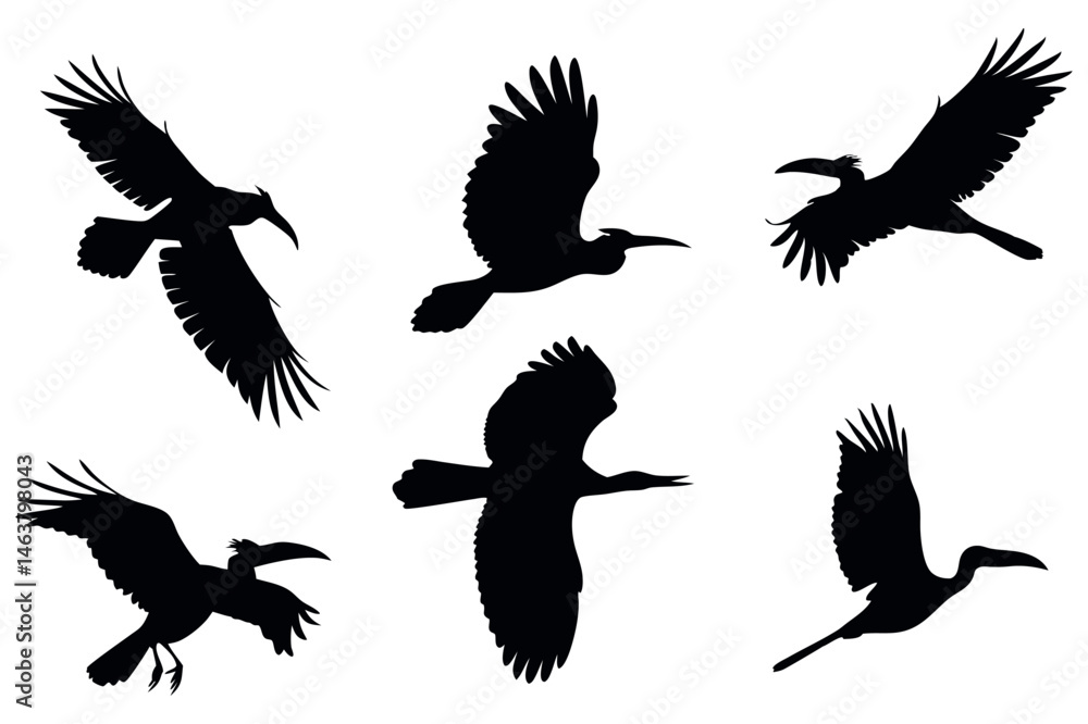 Obraz premium Flying Birds Silhouette Vector