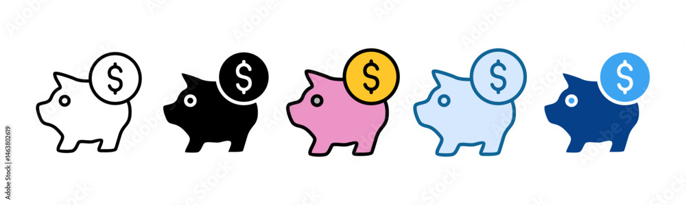 Piggy Bank Icon Set Multiple Style Collection
Piggy Bank Icon Set Multiple Style Collection