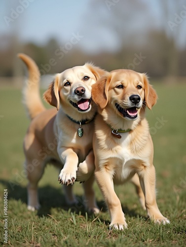 Obraz na płótnie chiens qui jouent w salonie