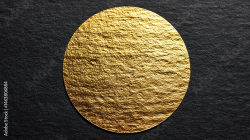 Elegant gold foil sticker template on sleek black background, perfect for luxury branding, premium labels, and stylish product designs with a glossy finish.