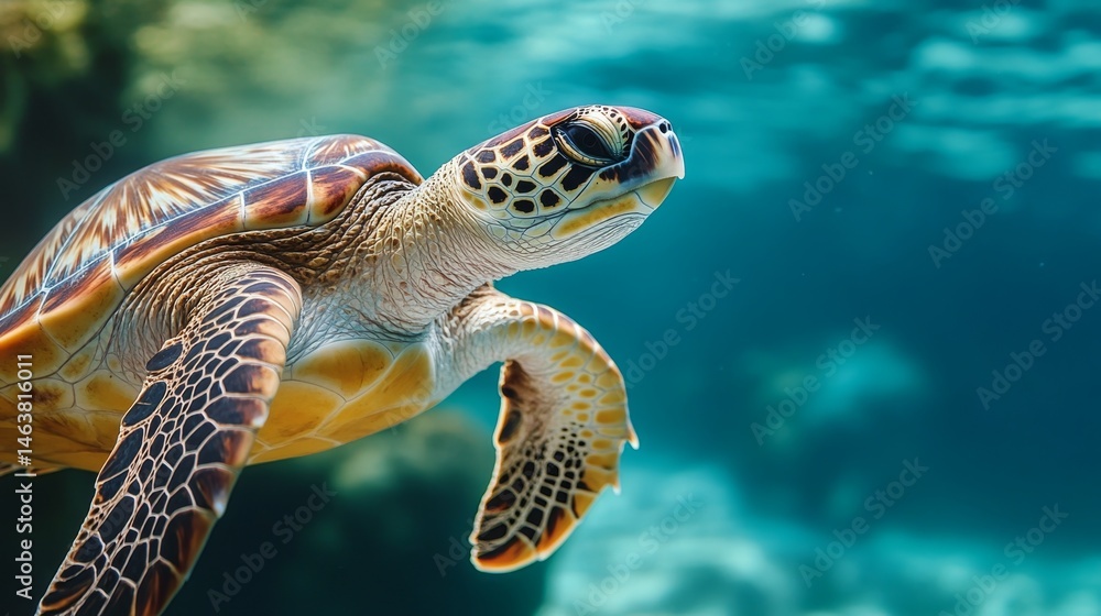 Fototapeta premium Celebrating the Wisdom of the Ancient Turtle in the Ocean Waters