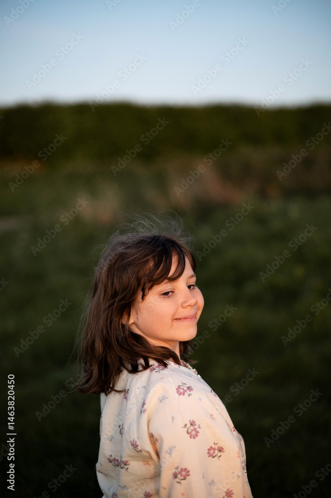 Portrait of smiling child girl who looking away Portrait of smiling child girl who looking away