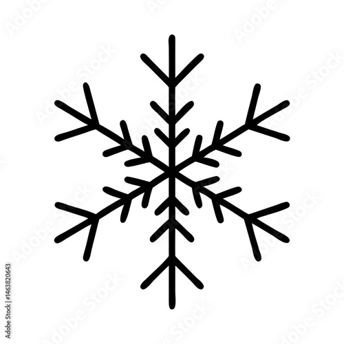 Snow flake Icon – Winter Weather Minimal Line Symbol Vector
